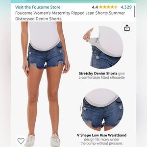 Medium distressed denim maternity shorts